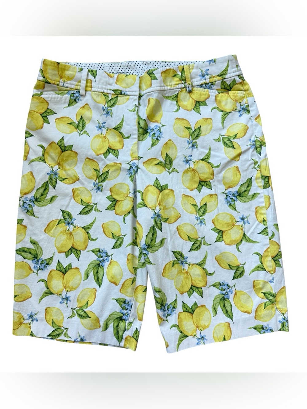 Talbots Lemon Print Bermuda Shorts Women’s Size 12 Coastal Italian Summer Preppy
